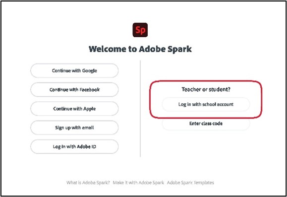 Adobe Express OSU Login Button circled in red