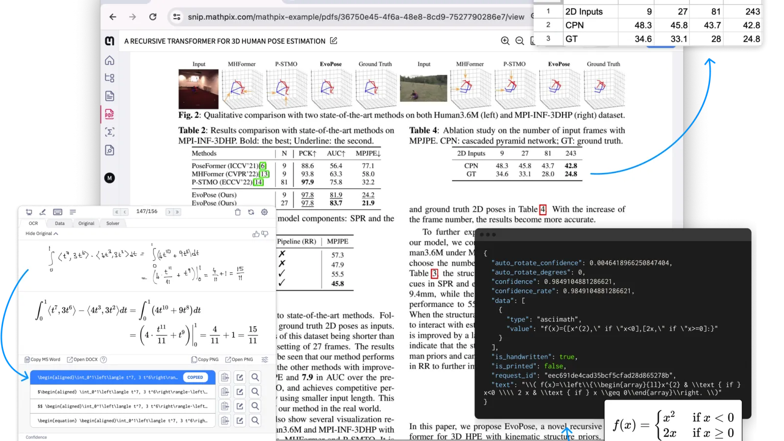 Mathpix document conversion formats include LaTeX PDF DOCX