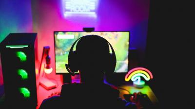 Boy in front of gaming computer