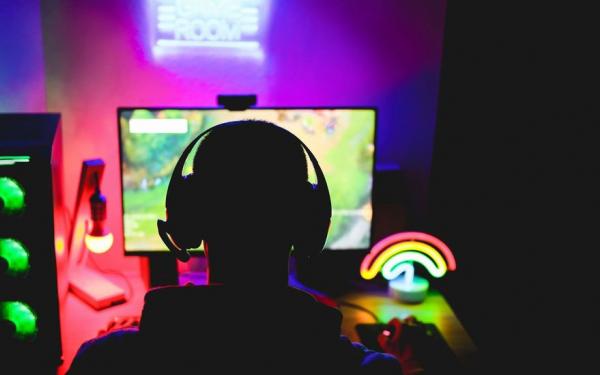 Boy in front of gaming computer