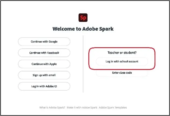 Adobe Express OSU Login Button circled in red